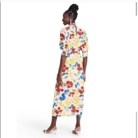 RIXO Target Floral Mock Neck Cascade Ruffle Dress - Picture 2 of 5